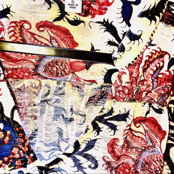 LUCKY BRAND S/S Floral Boho Peasant Style Top Sz S - Picture 8 of 8